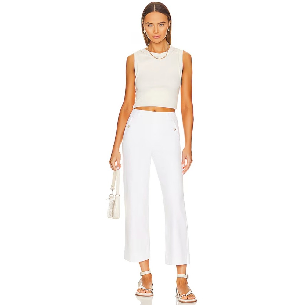 Spanx Bright White Stretch Twill Cropped Wide Leg Pants 20312R Womens Large NWT
